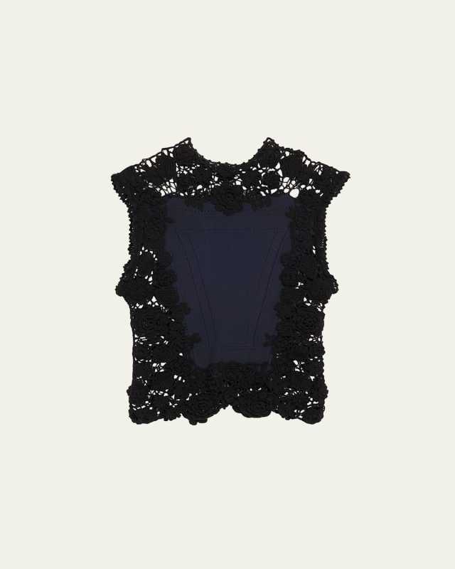 Gigi High-Neck Crochet Knit Top